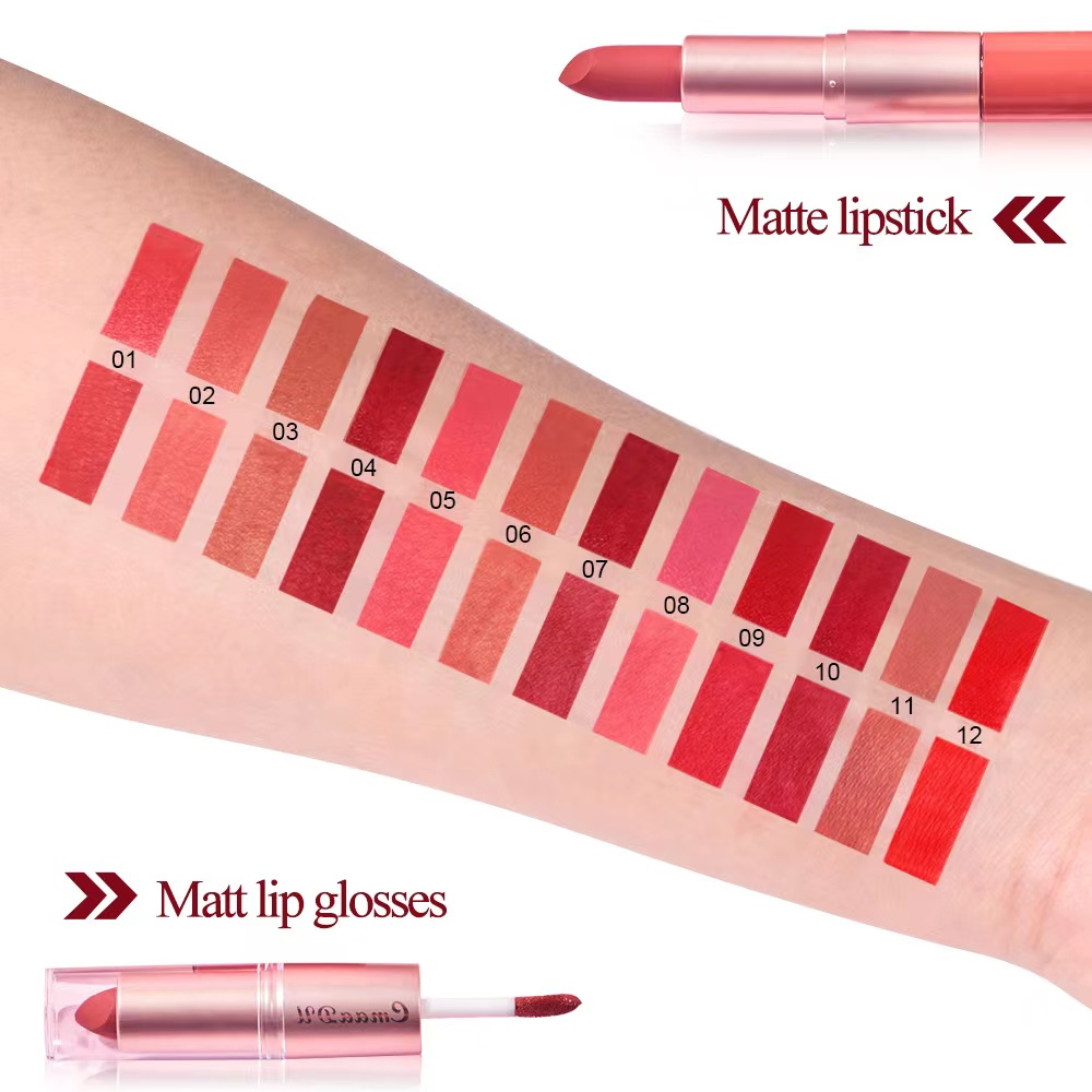 CmaaDu  Matte lipstick&Matt lip gloss  Double headed Makeup Matte Lips Cosmetic Long Lasting Velvet Liquid Lipstick   Sexy Lip 