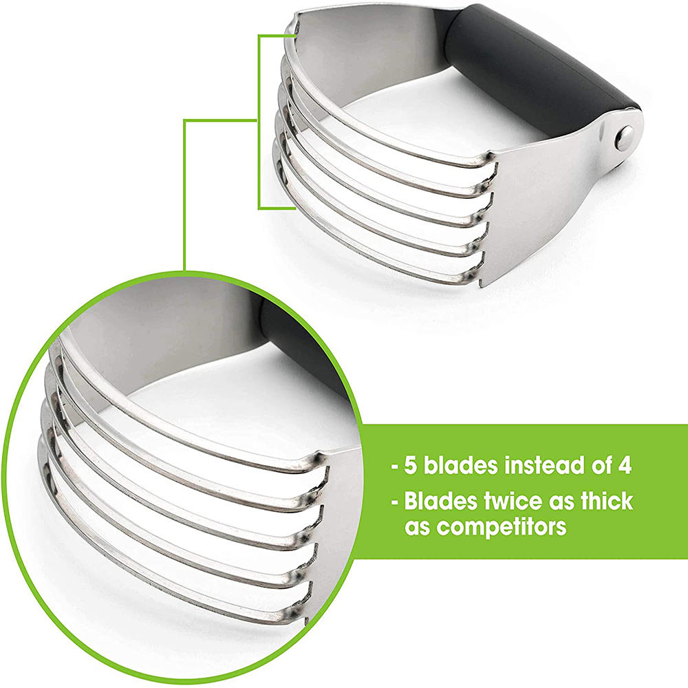 Chef Dough Blender, Top Professional Pastry Cutter with Heavy Duty Stainless Steel Blades, Medium Size