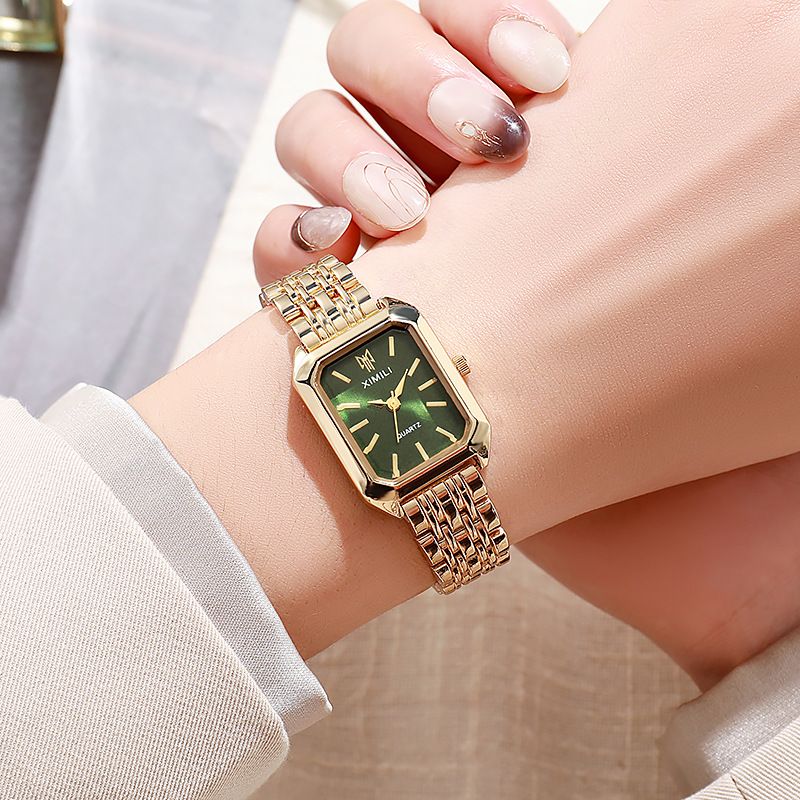 New Light Luxury Steel Belt Women's Watch Female Student Fashion Simple Square Quartz WatchChrysoberyl