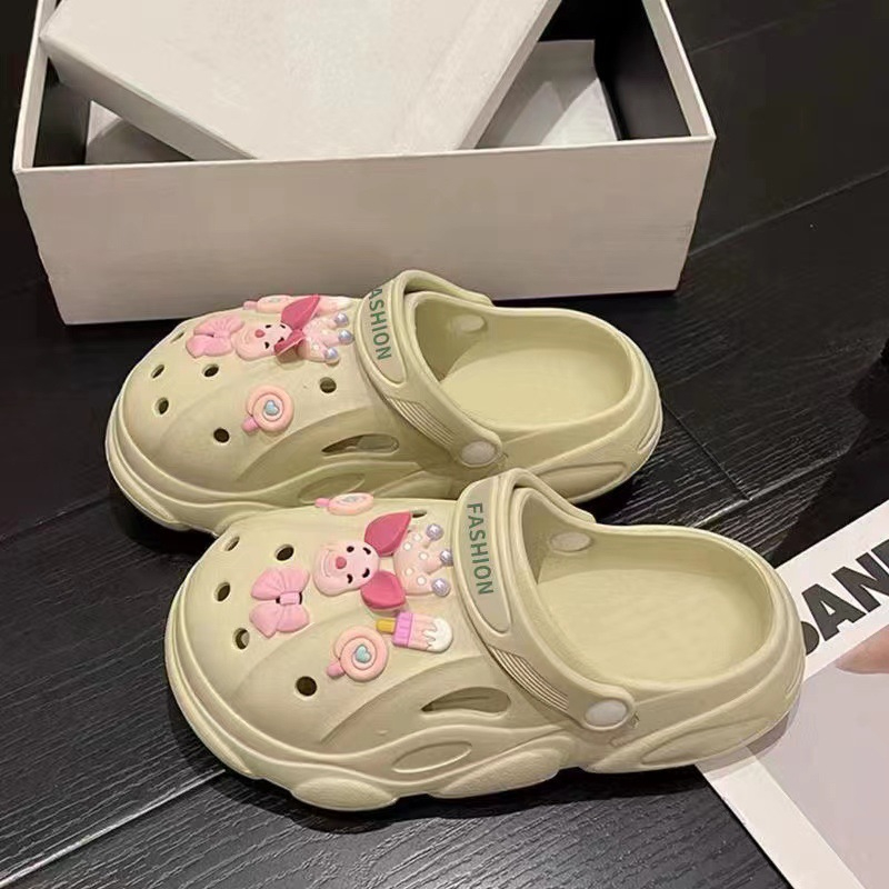 women's platform slippers Outdoor indoor non-slip soft sandals DIY cute piglet accessories