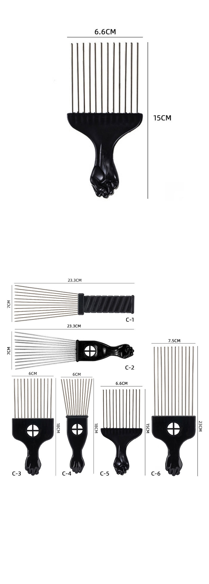 P3030 Wide Tooth Afro Pick for Men, Hair pick for Curly Hair for Women, Lift Pick Comb Tool for Wig Braid Detangle, Hair Styling
