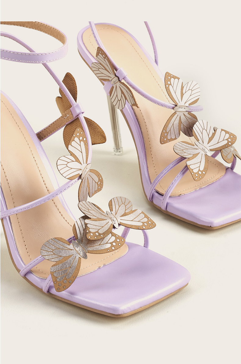 LZ-73 Women's Butterfly Applique Stiletto Heeled Sandals