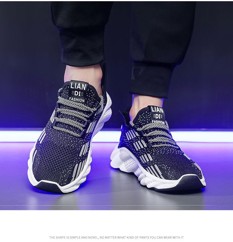 2024 autumn new breathable men's sneakers mesh men's shoes casual shoes men's fashion flying woven running shoes AD128

