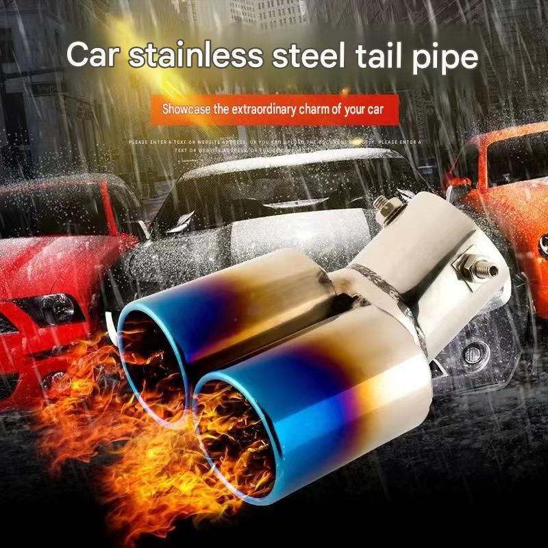 Universal Modified Car Exhaust Tail Throat Stainless Steel Muffler Tip Decorative Single & Double Exhaust Pipe Cover Direct Sale
