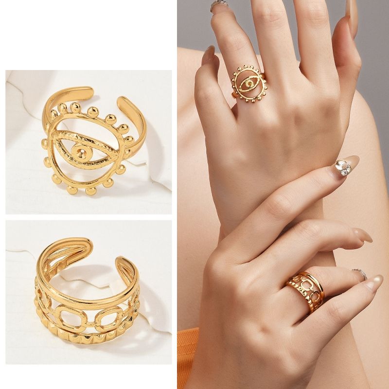 Open ring gold plated stainless steel premium feel fashion trend Stacking rings

