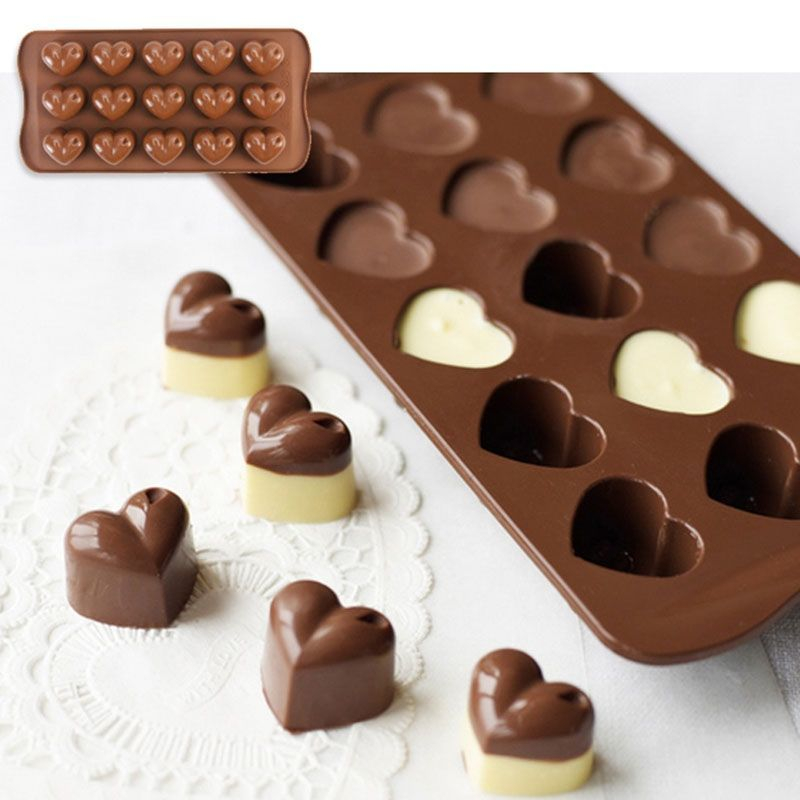Creative silicone chocolate mold jelly ice lattice ice-cream mold heart-shaped flower-shaped DIY mold easy to release