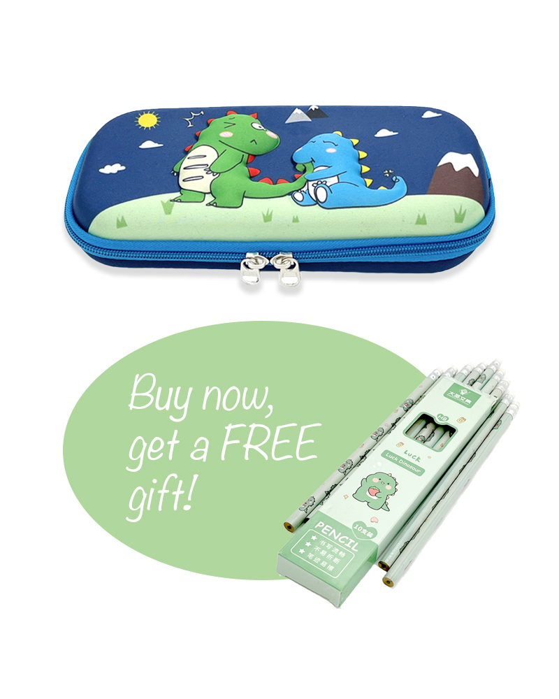 3D Embossed Pencil Box for Kids, Teens, Pencil Case for Boys, Girls, Students, Dinosaur Design, Anti-Shock, Multi Compartments, Large Capacity, School Supply, Stationery