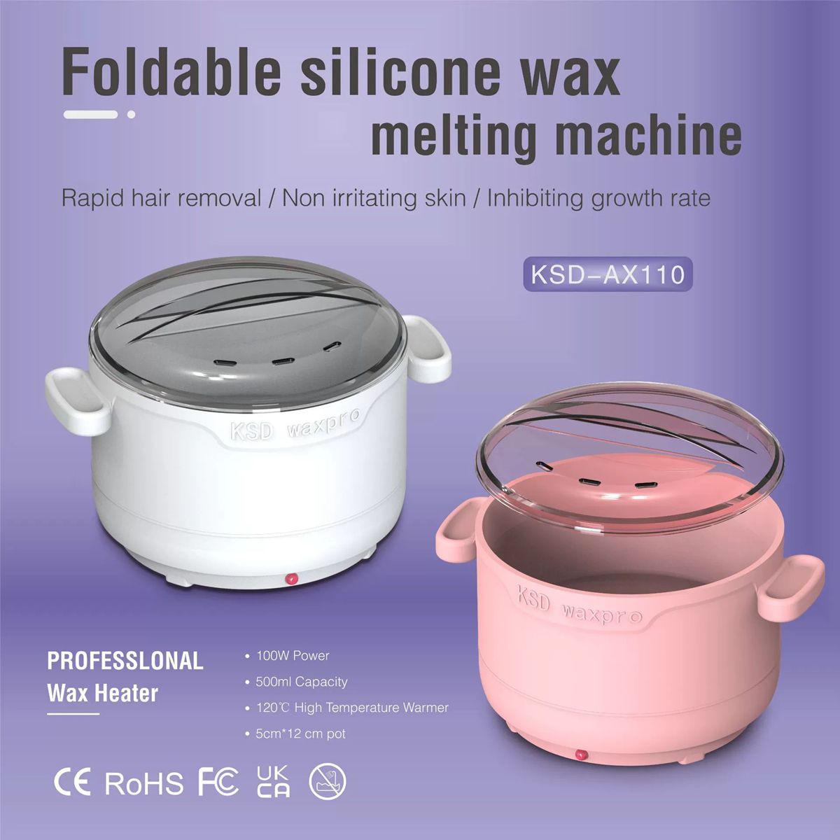 Foldable silicone small wax pot beauty wax therapy machine, wax melting silicone bowl easy to clean, non stick pot liner