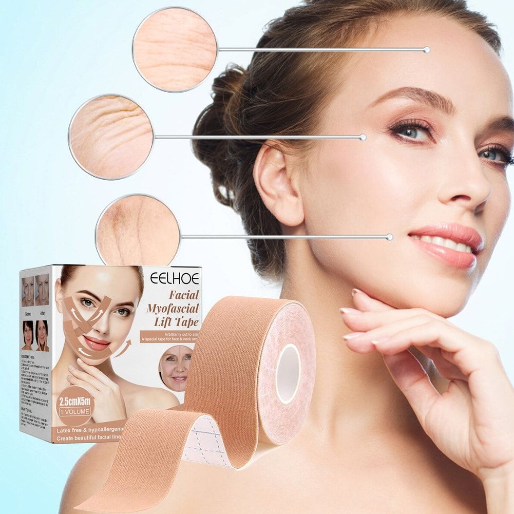 EELHOE 2.5CM*5M Kinesiology Tape For Face V Line Neck Eyes Lifting Wrinkle Remover Sticker Tape Facial Skin Care Tool Elastic Bandage