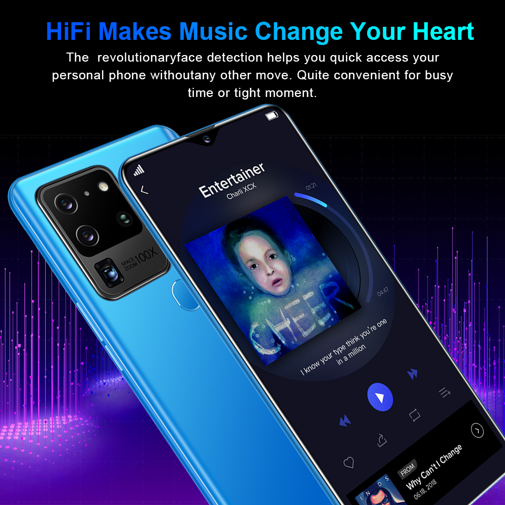 S30U Plus Smartphone 6.8Inch Full screen 8GB RAM+512GB ROM Dual Sim Dual Standby Face Recognition Mobile Phone