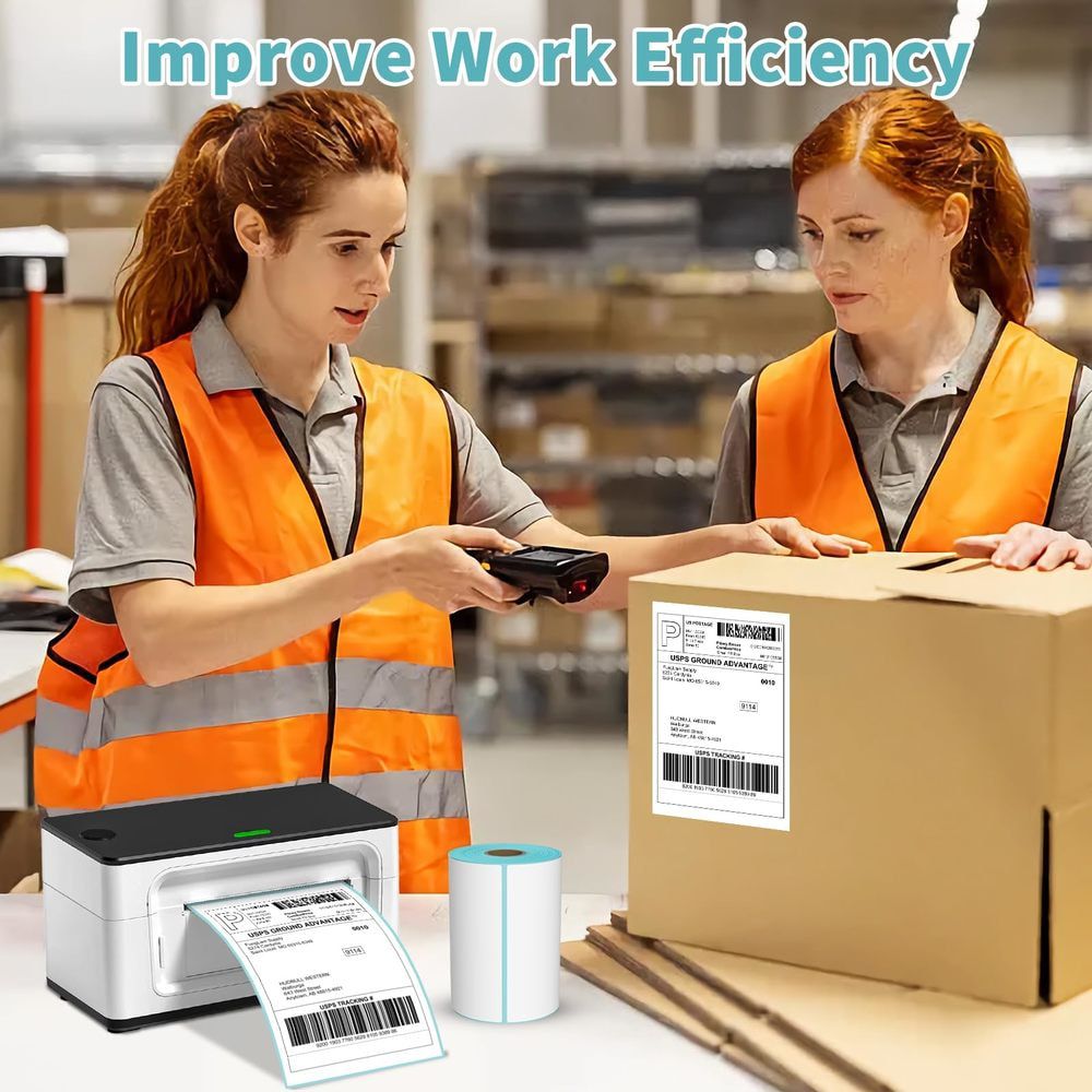 2 Rolls 4x6 Direct Thermal Printer Labels 1000 Shipping Labels Compatible with Zebra, Rollo Label Printer, Peforated Postage Thermal Labels, Permanent Adhesive, 500 Labels/Roll