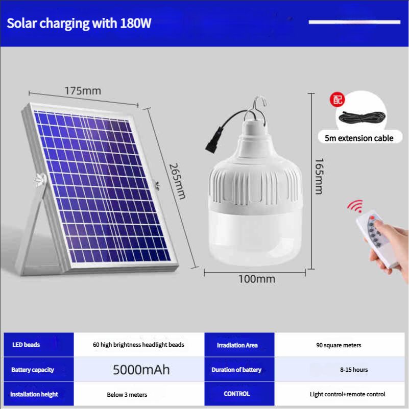 Solar-powered courtyard lights, outdoor lights, household street lights, super bright lighting, waterproof, rechargeable, one-to-two split body, motion-sensing bulbs180w