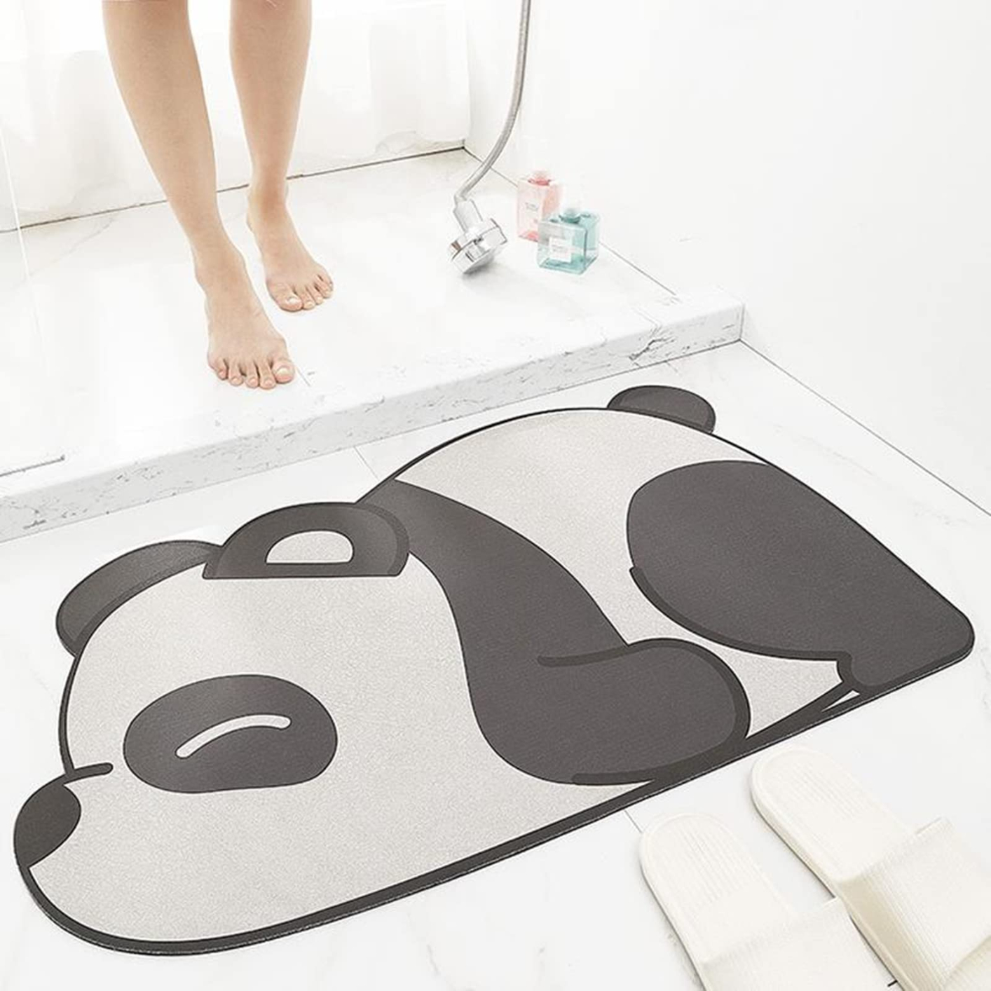 DZ-560 Bath Floor Mat Animal Cat Panda Cute Fun Cartoon Rug Absorbent Non-Slip for Bathroom Kitchen Bedroom Entrance Floor Mat