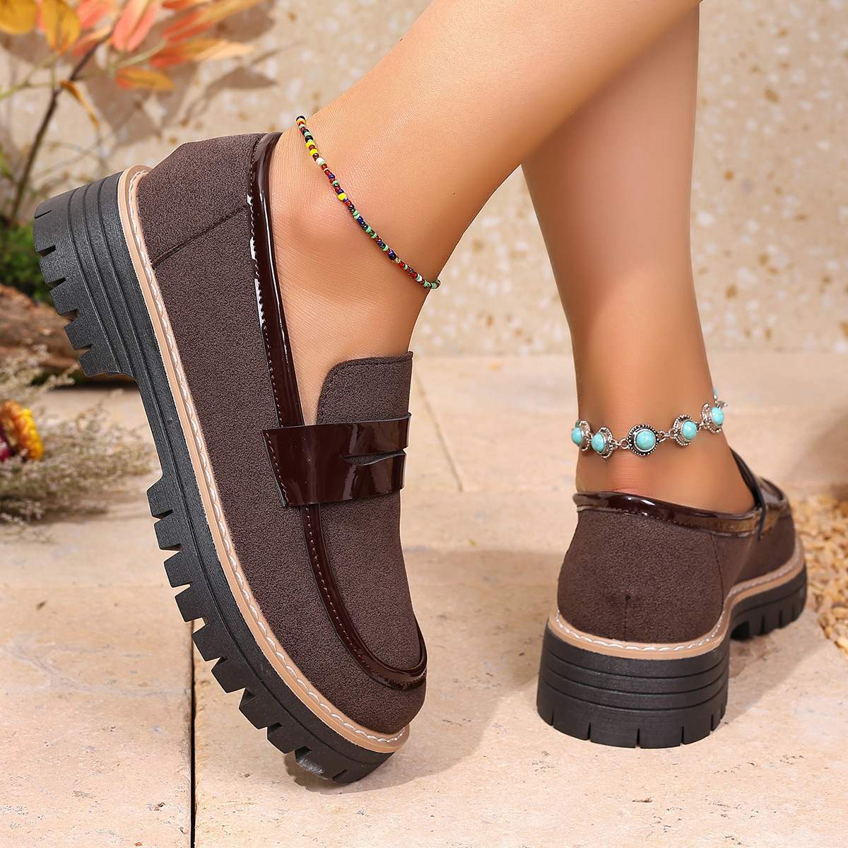 British wind small leather shoes female spring and autumn 2025 new fashion all kinds of retro match color casual thick heel platform single shoes