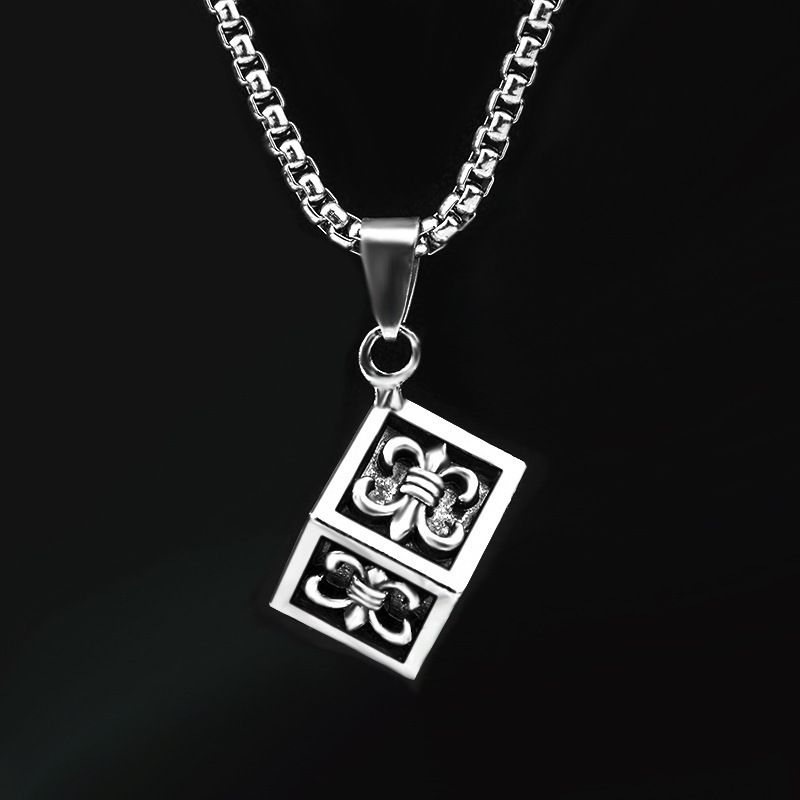 Necklace unisex Stainless steel chain necklace, square pendant necklace, street dance hip-hop 