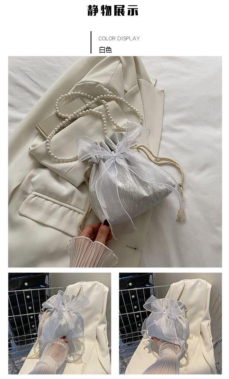2025 Summer Trendy New Women's Bag, Pearl Pleated Crossbody Bag for Women, Fashion Versatile Single-Shoulder Bag, Korean Niche Texture Ladies' Bag