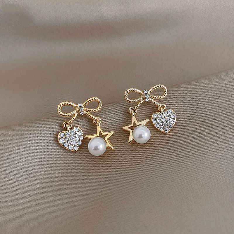 M1172 Jewelry Light Luxury Zircon Versatile Butterfly Pearl Flower Earrings