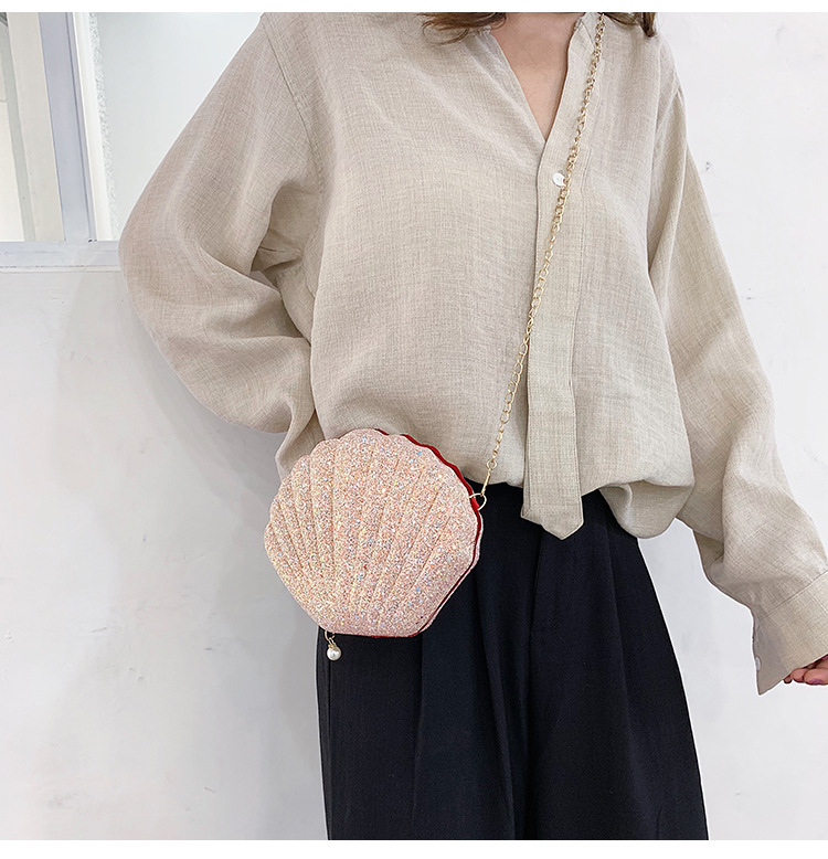3-7140# Women Mini Seashell Cross-body Bag Chain Strap Shoulder Bag Evening Clutch Purse