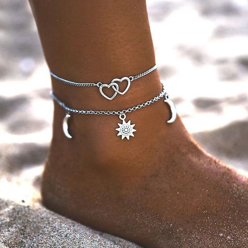 Love anklet ,Double layered, beach ankle chain,Foot ornament,Anklet Jewelry free shipping