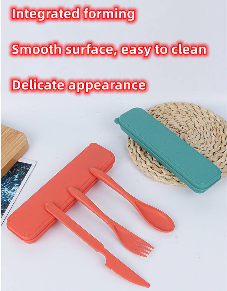 Tableware set meal CRRshop free shipping hot sale wheat straw knife fork spoon tableware three-piece travel portable tableware set modern and simple popular tableware set meal