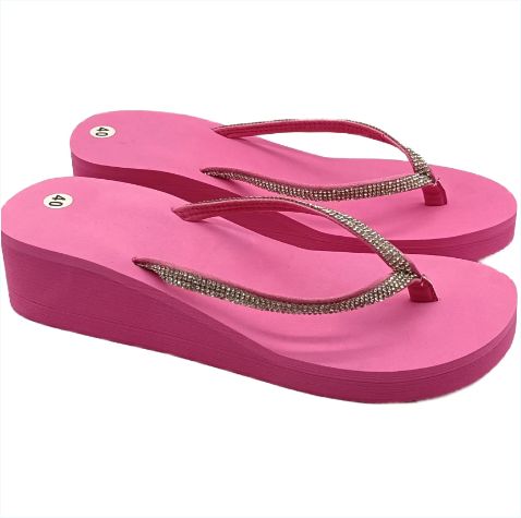 Wedge Slippers for Ladies-Waterproof Rhinestone flip flops slippers ladies
