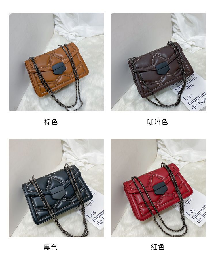 Black bag women's bag 2024 new fashion Korean version chain shoulder cross PU small square bag