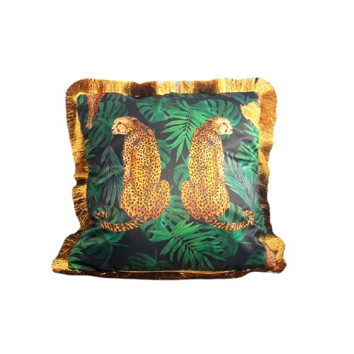 S-002 Light Luxury Golden Tassels Cushion Covers Tropical Rain Forest Animal Waist Pillowcase Leopard Giger American Pillow Covers
