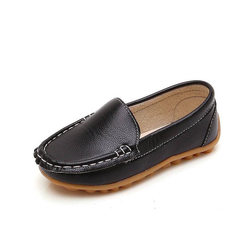 Loafer Kid Unisex Children's Casual Versatile Small Leather Shoesblack