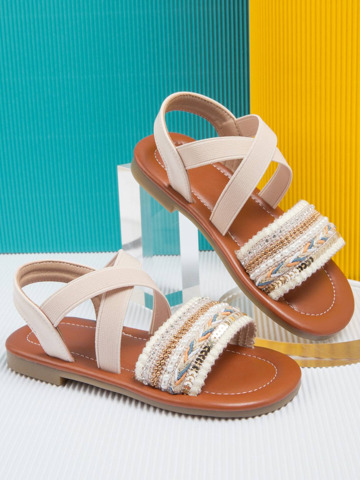 Children's Summer New Soft Soled Princess Shoes Flat Elastic Band Casual Sandals