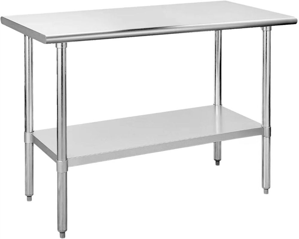 Wannilen Stainless Steel Table for Prep & Work,  Commercial Heavy Duty Table with Undershelf and Galvanized Legs for Restaurant, Home and Hotel