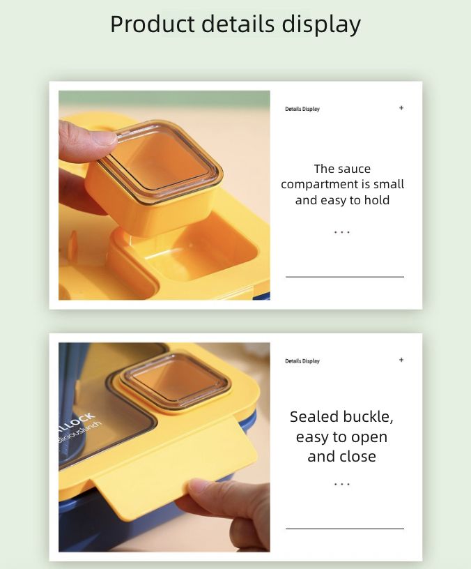 Handheld Compartmentalized Lunch Box Microwave Heat Student Lunch Box Office Worker Simple Light Food Lunch Box Kitchen Dining Storage Travel To-Go Food Containers