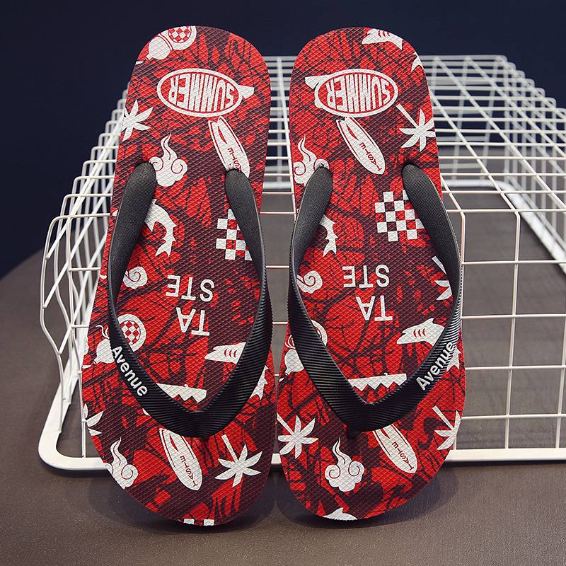 Men's Summer Printed Flip Flops, Non-slip Beach Slippers with All-over Pattern, Casual Outdoor Sandals in 5 Colors, EU Sizes 40-45
