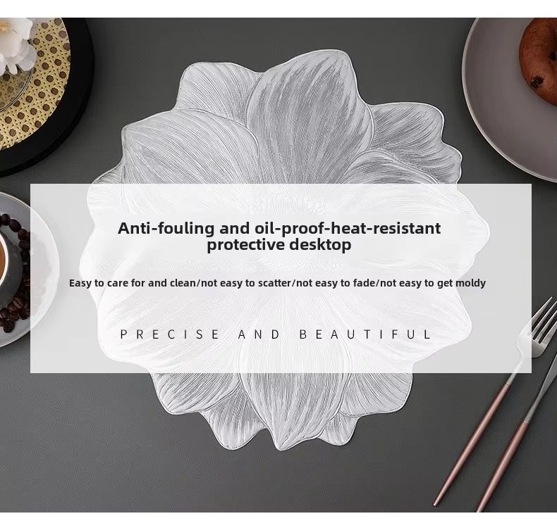 PVC hot stamping placemat flower shape table mat insulation pad washable waterproof and anti-scalding