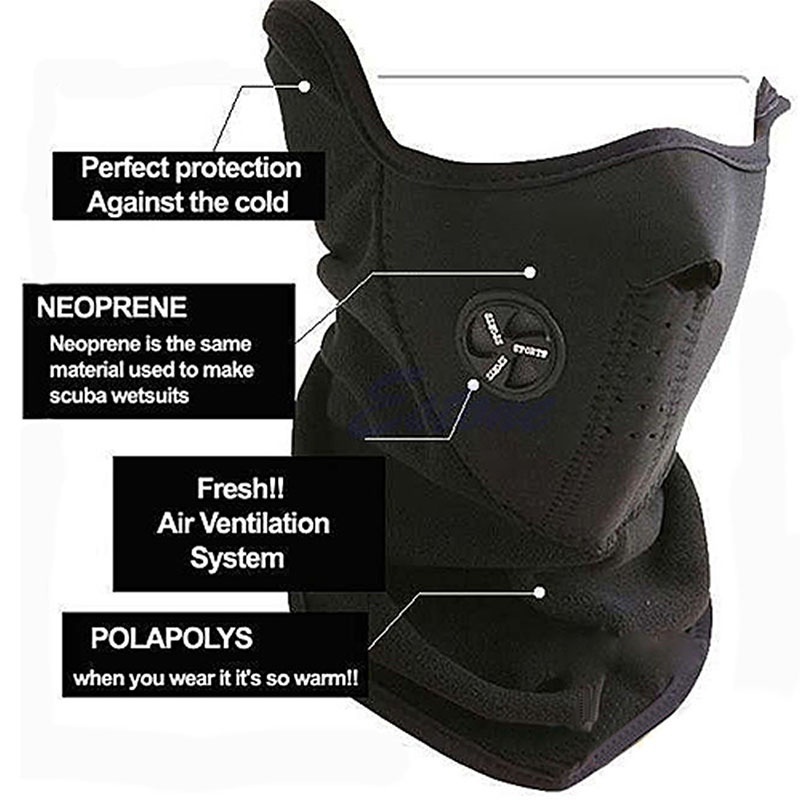 Windproof Bike Bicycle Cycling Mask Ski Snowboard Outdoor Masks Dust Neoprene Neck Warm Half Face Mask Winter Sport Mask