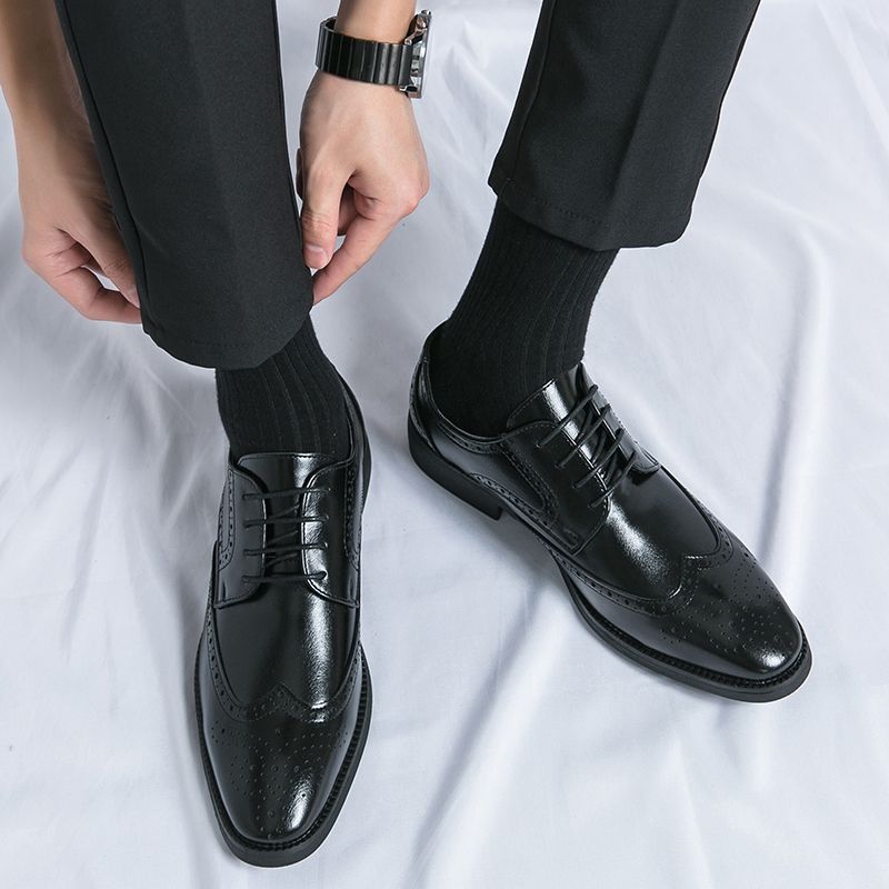 Men Oxford Brogue Leather Shoes Man Elegant Dress Formal Shoe Male Footwears The Suit For Official Office Wedding Party Business