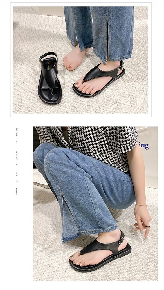 2025 summer new fashion breathable casual shoes buckle personality clip-toe flat shoes low top wear low top sandals