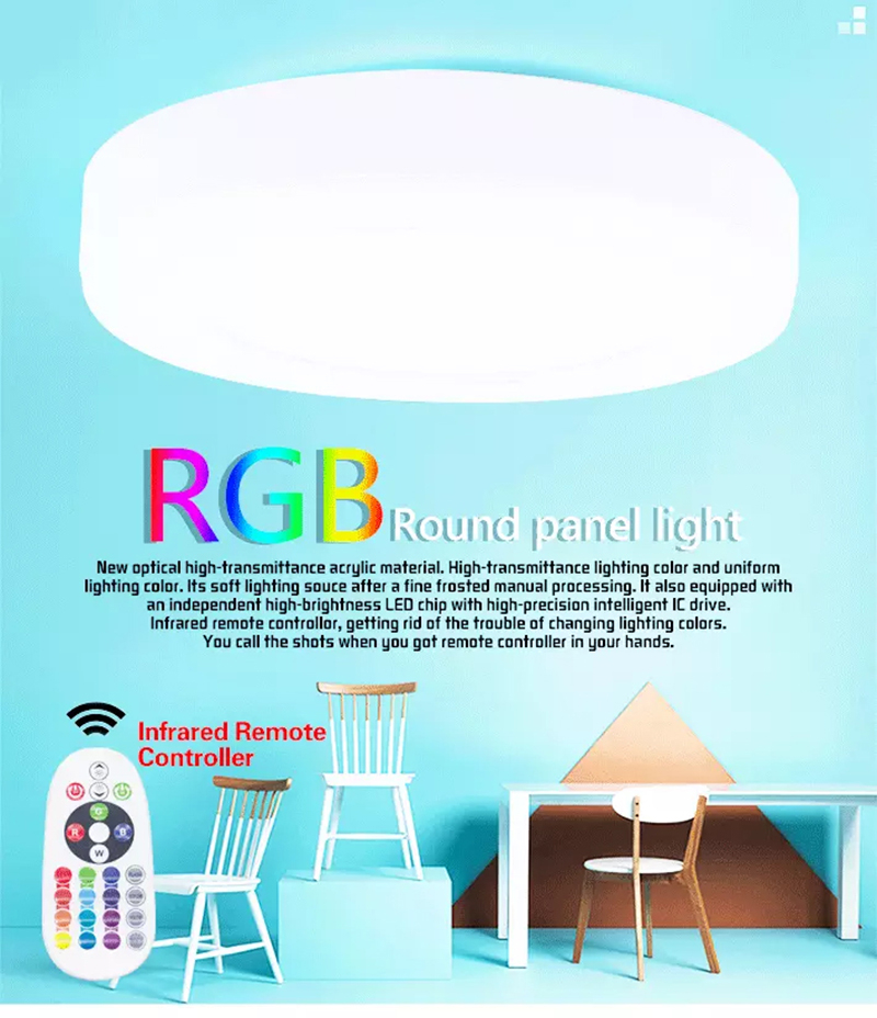 Leopard Cat LED surface mounted round RGB panel light with remote control 18W+6W 12W+4W Recessed LED Ceiling downlight Panel Lamps