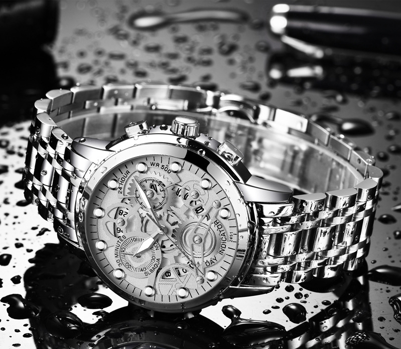 VOOM Men's automatic hollow out non mechanical business watch trend quartz watch student waterproof men's watch luminous watch