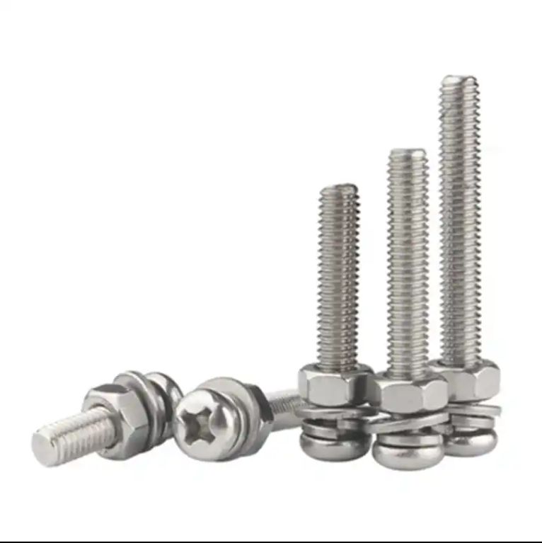 Nickel-plated pan head cross with pad round head three combination screws spring pad m2 screws M3 M4 M5 M6 40 10 10