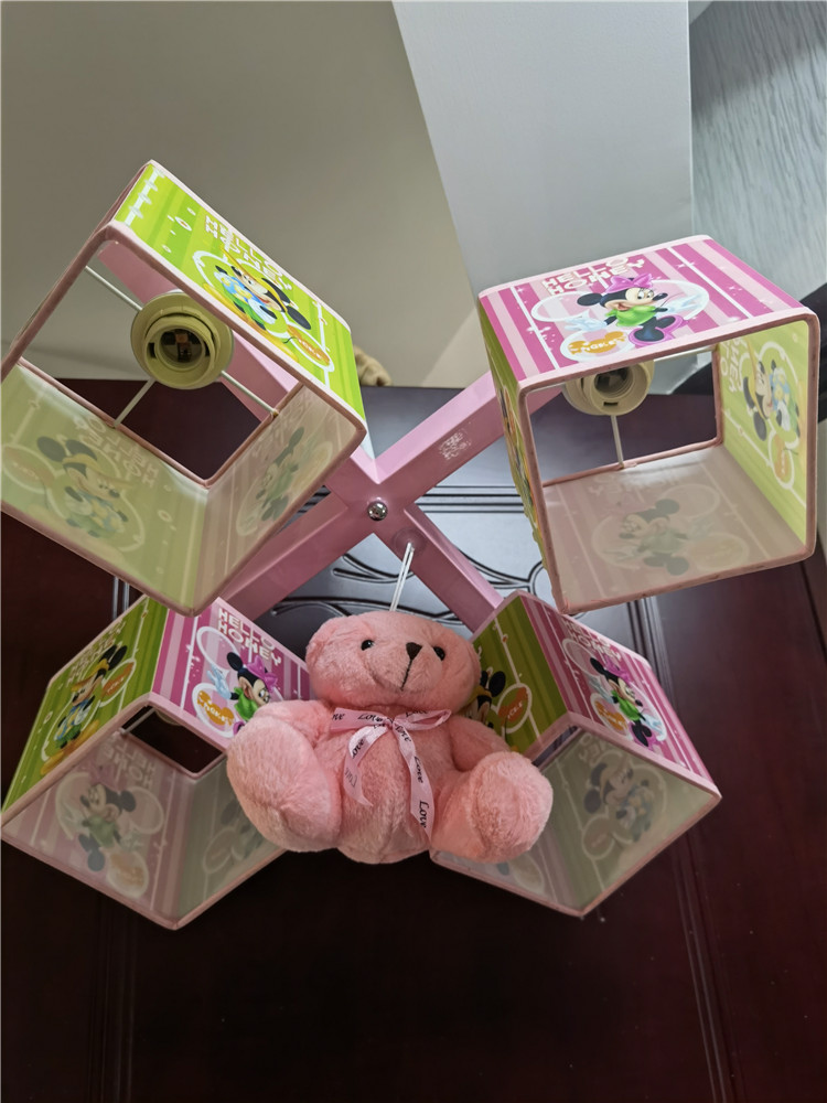 Square Droplight Ceiling Lamp Mickey Mouse Little Bear Pendent Light E14 4*40W MAX 
