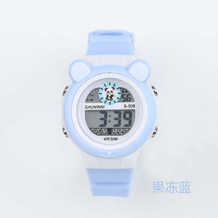 New stock panda cartoon children's electronic watch student party waterproof night light multifunctional alarm clock electronic watch