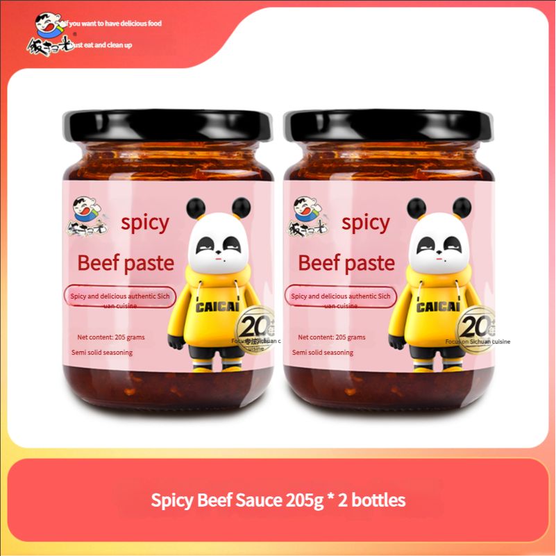 Sweep the food with spicy beef sauce7.23