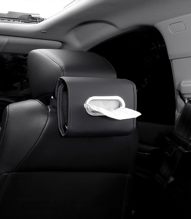 Hanging Car Tissue Box, Vehicle Paper Napkin Holder for Car Seat Back & Center Armrest, Auto Tissue Storage Bag Interior Decor Accessories
