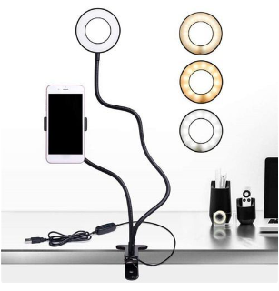 Phone Stand Photography 3 Modes Dimmable LED Selfie Light