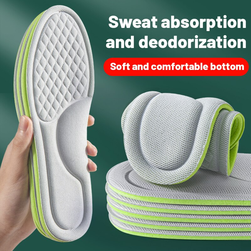 Sports Insoles for Shoes 5D Massage Soft Deodorant Breathable Shock Absorbant Cushion Running Insoles For Feet Men Women