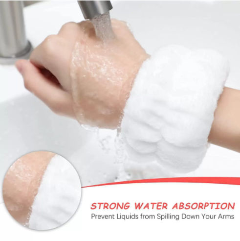 2pcs Washing face wrist strap anti-humidity absorbent towel wrist guard anti-splash oil set washing water blocking sports bracelet