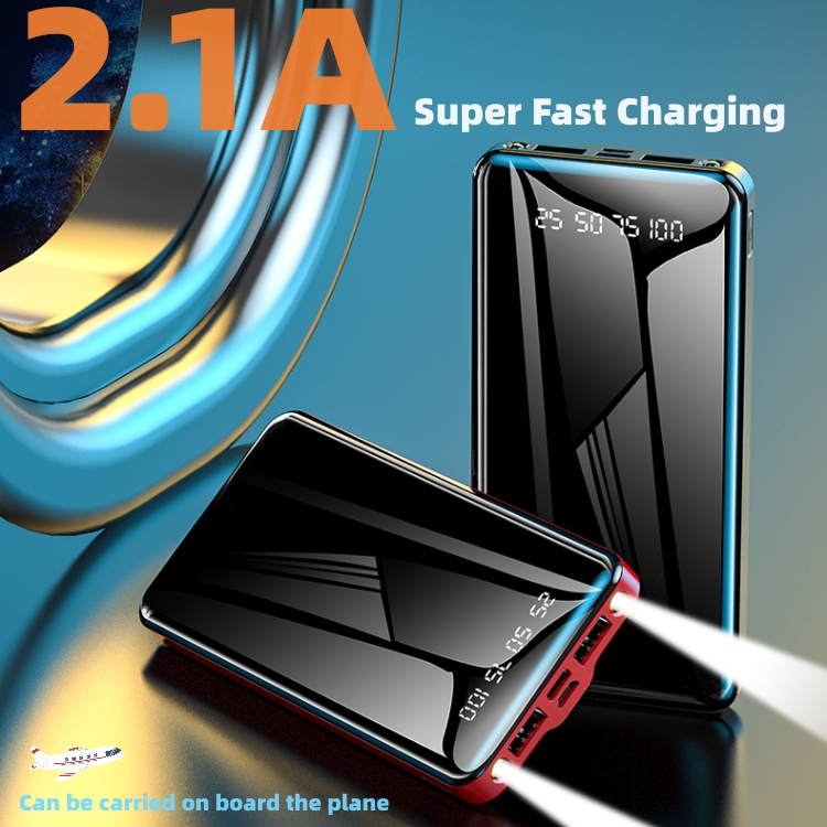 Ultra fast power bank digital phone charger CRRshop free shipipng best sell 20000 m Ah ultra-thin mirror mobile power supply with large capacity, fast charging, digital display screen, gift charging bank black white red chargers