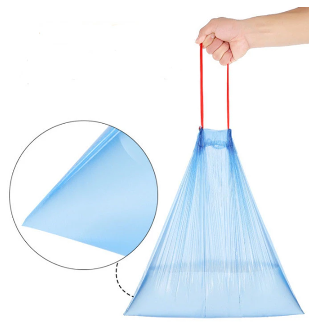 15pcs/1roll Disposable Trash Bags Household Kitchen Garbage Bag Shorage Drawstring Handles Not Dirty Hands Plastic Storage Bags