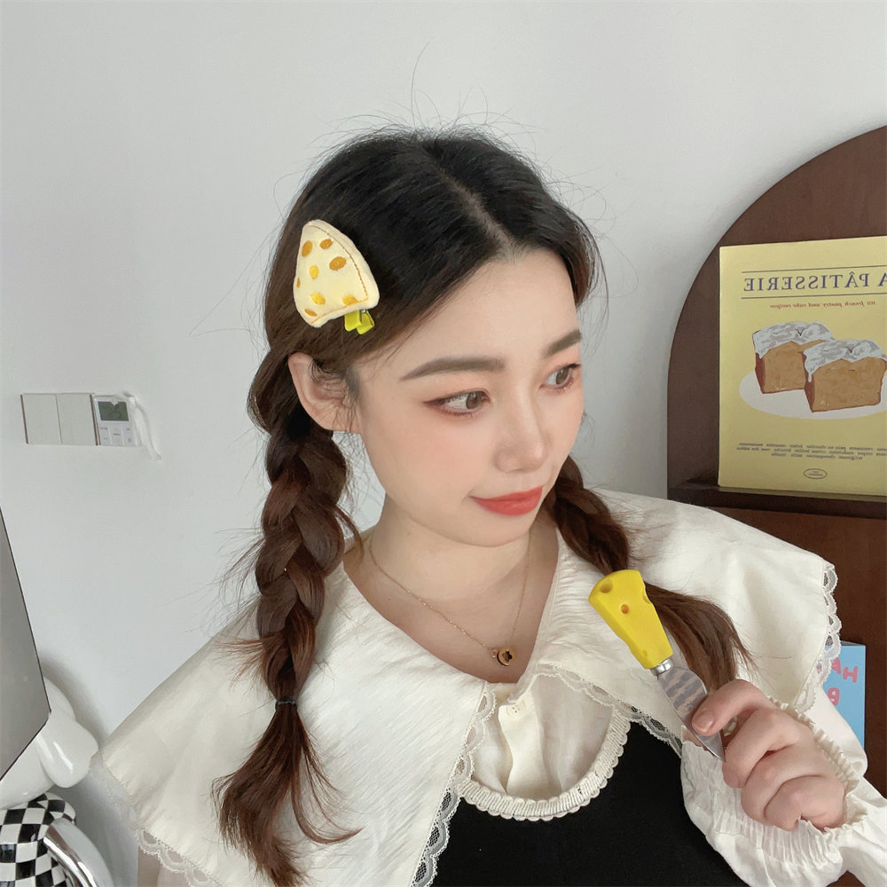 FQ1225 Women's Cute Cheese Cheese Brooch Hairpin Hair Cord Hair Ornament