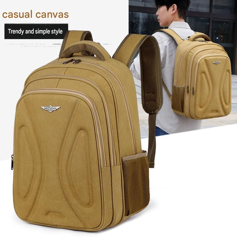 Large Capacity Thickened Canvas Backpack, Simple Versatile Trendy Rucksack, Lightweight Portable Travel Daypack for Daily Commute Outdoor Trip